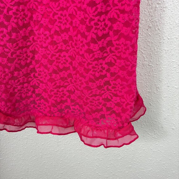 Victoria’s Secret Ruffled Sheer Lace Babydoll Lingerie Slip Dress Sz M Coquette - Picture 2 of 7